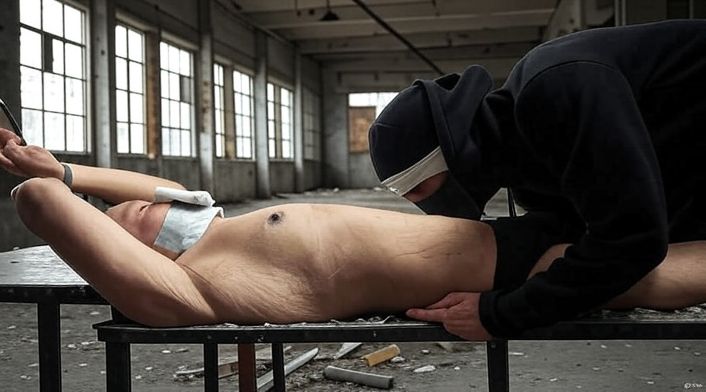 Tied up in a warehouse — 15