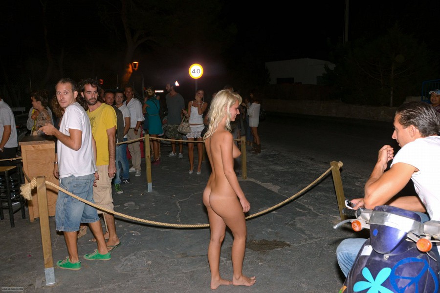 Blonde Girl Goes to a disco Public Nude — 5
