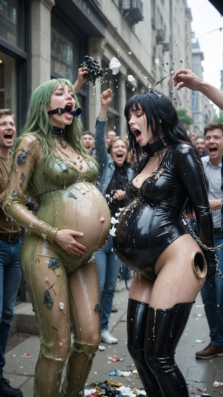 Pregnant BDSM women used as living trash cans — 18